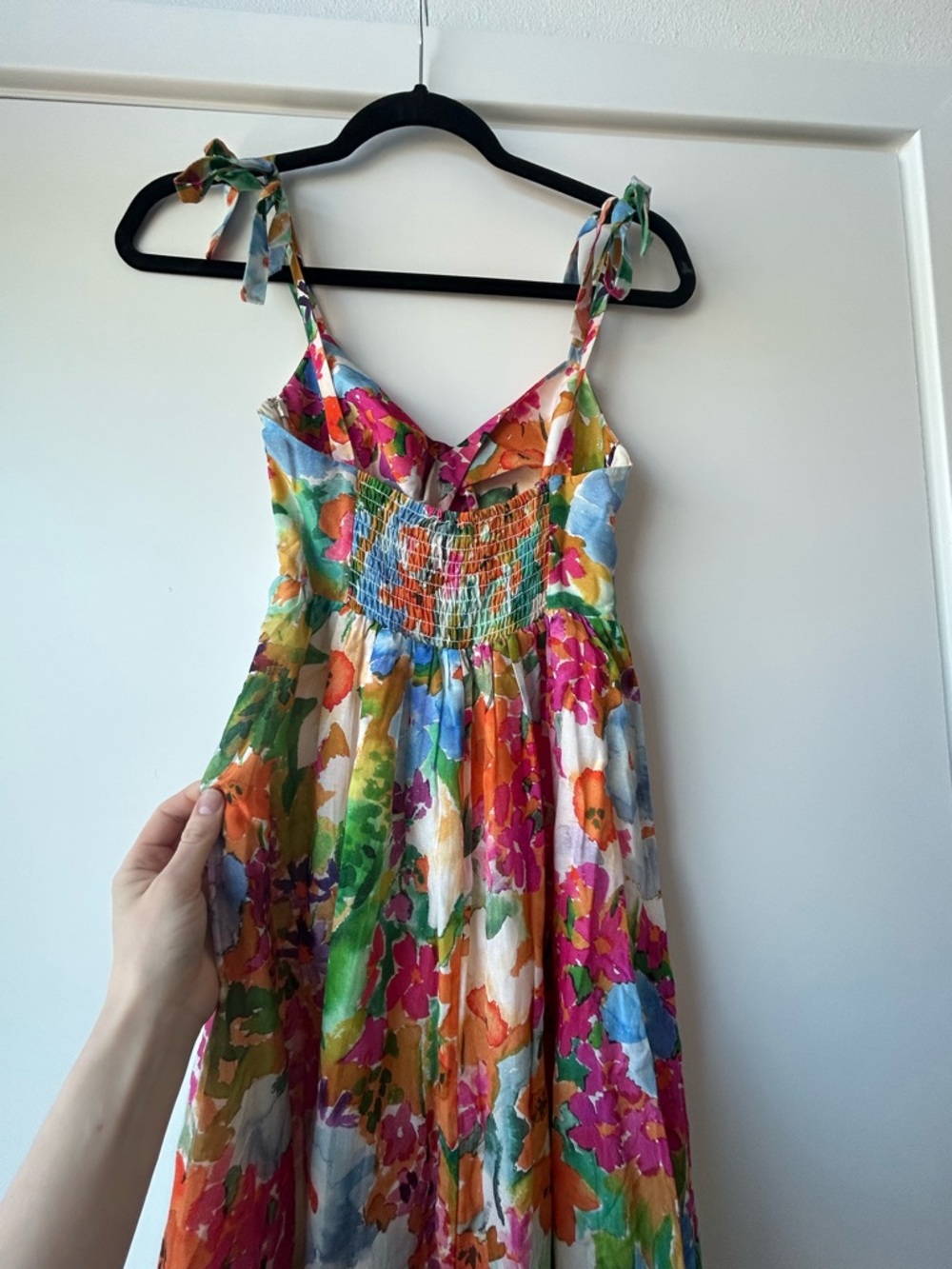 & Other Stories Multicolor Floral Midi Dress in Pink, Orange, Green, Blue - Picture 7 of 10
